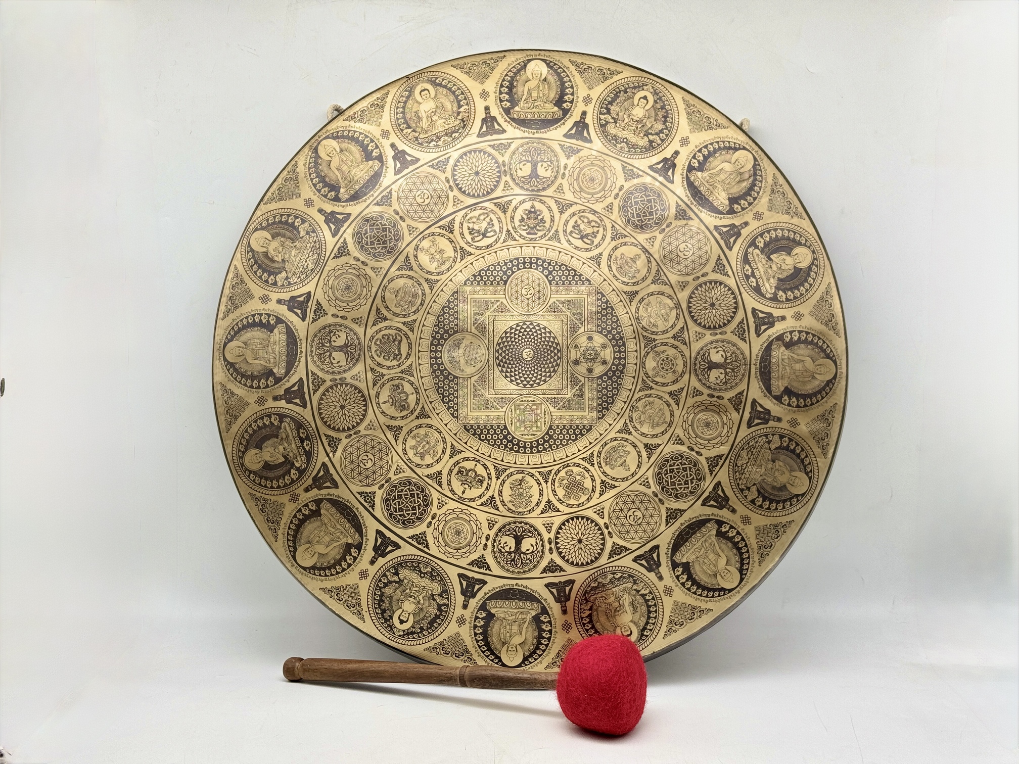 Handmade Tibetan Chao gong- Buddha- Sacred Geometry Carving