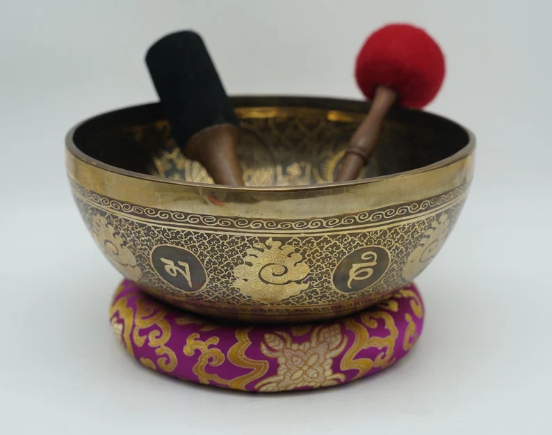 Tibetan Singing Bowl with Torus Yantra & Double Dorje