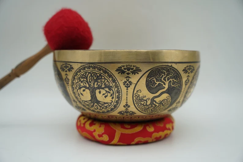 White Tara Carving Singing Bowl